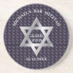Dessous De Verre En Grès Bar Mitzvah Anniversaire Motif moderne<br><div class="desc">Joyeux Bar Mitzvah Mazel Tov! 13e anniversaire Design Motif moderne avec étoile de David, texte personnalisé modèle éléments décoratifs tendance. Événements religieux Bar Mitzvahs Décoration, 13e anniversaire.Accueil & Vie > Cuisine & Restaurant > Barreaux & Outils > Dessous de verre / Cadeaux parfaits pour la décoration et pour évoquer le...</div>