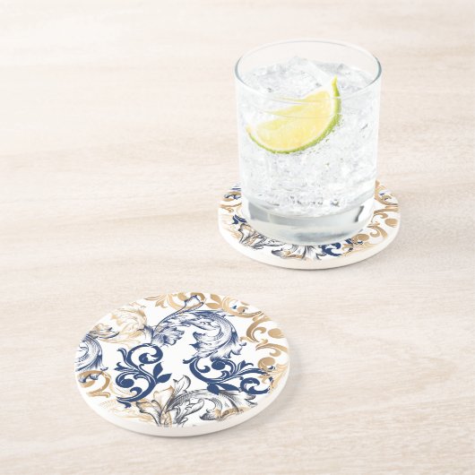 Dessous De Verre En Grès Baroque-Style Retro Classic Pattern  (Côté)