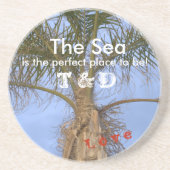 Dessous De Verre En Grès Barres de boisson Monogramme Palm Tree (Devant)