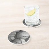 Dessous De Verre En Grès Baseball noir et blanc (Côté)