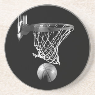 Dessous De Verre En Grès Basket-ball noir et blanc