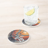 Dessous De Verre En Grès Basket-ball Votre nom (Côté)