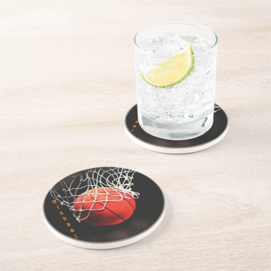 Dessous De Verre En Grès Basket-ball Votre nom (Côté)