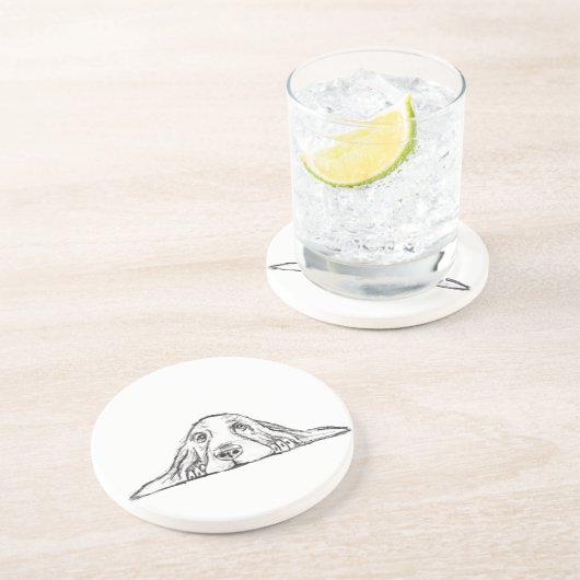 Dessous De Verre En Grès basset blanc (Côté)