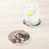 Dessous De Verre En Grès Basset Hound dans une peinture à l'huile de chapea (Côté)