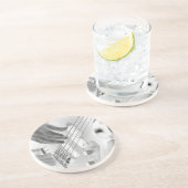 Dessous De Verre En Grès Bassiste, basse et main, image négative (Côté)