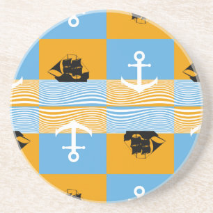 Dessous De Verre En Grès Bateau à voile et motif d'ancre