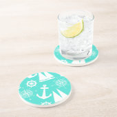 Dessous De Verre En Grès Bateau côtier bleu turquoise (Côté)