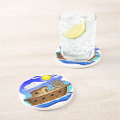 Dessous De Verre En Grès Bateau de pêche dessin animé (Côté)