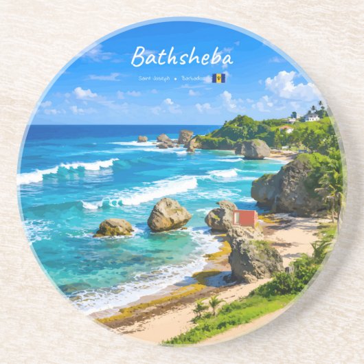 Dessous De Verre En Grès Bathsheba, Barbade - Côte de plage tropicale (Devant)