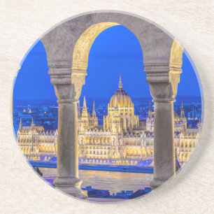 Dessous De Verre En Grès Bâtiment du Parlement hongrois au crépuscule