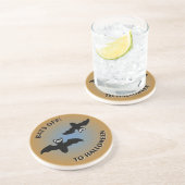 Dessous De Verre En Grès Bats d'Halloween bleu orange (Côté)