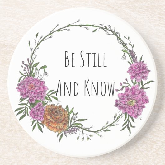 Dessous De Verre En Grès Be Still and Know Sandstone Coaster (Devant)