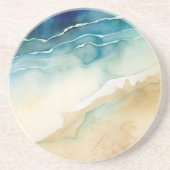 Dessous De Verre En Grès Beach Blue Ocean Sand Mariage (Devant)