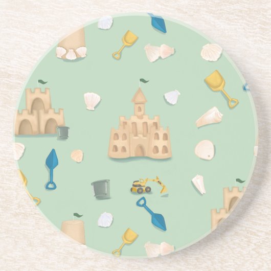 Dessous De Verre En Grès Beach House Sand Castle Seashell Coastal (Devant)