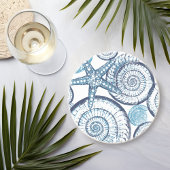 Dessous De Verre En Grès Beach House Starfish Shell Blue