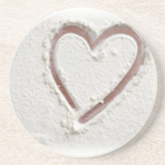 Dessous De Verre En Grès Beach Sand Heart Valentine (Devant)