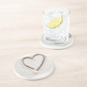 Dessous De Verre En Grès Beach Sand Heart Valentine (Côté)