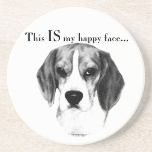 Dessous De Verre En Grès Beagle Joyeux Visage; Joyeux Beagle; Beagle grinch