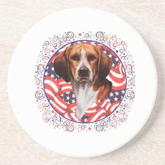 Dessous De Verre En Grès Beagle Patriotique (Devant)