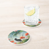 Dessous De Verre En Grès Beau animal sauvage à fleurs (Côté)