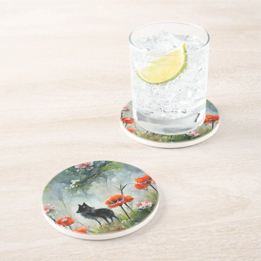 Dessous De Verre En Grès Beau animal sauvage à fleurs (Côté)