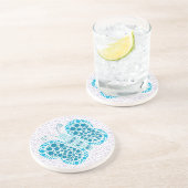 Dessous De Verre En Grès Beau bleu et pourpre de papillon de Pointillism (Côté)