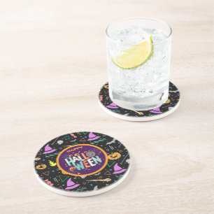 Dessous De Verre En Grès Beau coloré Effrayant Halloween Motifs