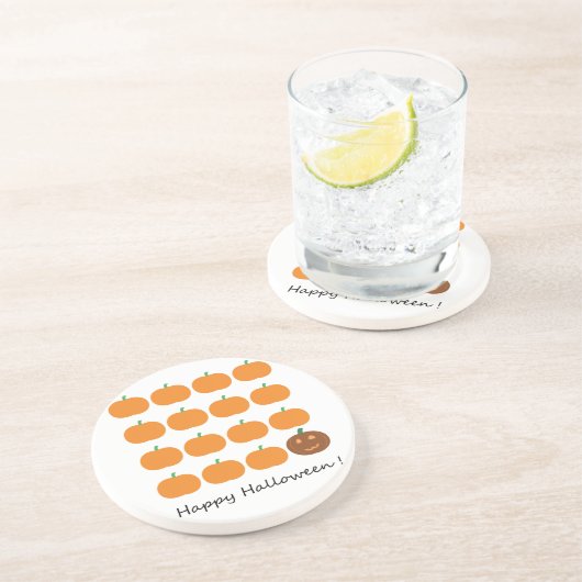 Dessous De Verre En Grès Beau Patch Citrouille Halloween (Côté)