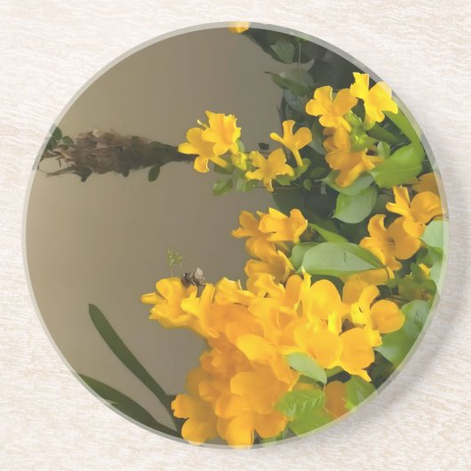 Dessous De Verre En Grès Beauté Fleur Dorée (Devant)