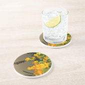 Dessous De Verre En Grès Beauté Fleur Dorée (Côté)