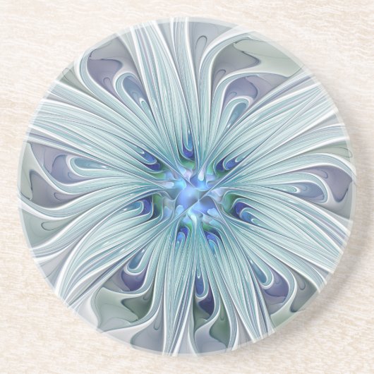 Dessous De Verre En Grès Beauté florale Abstrait Moderne Fleur pastel bleu (Devant)
