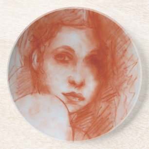 Dessous De Verre En Grès BEAUTÉ ROMANTIQUE / Portrait de femme en Sepia Bro