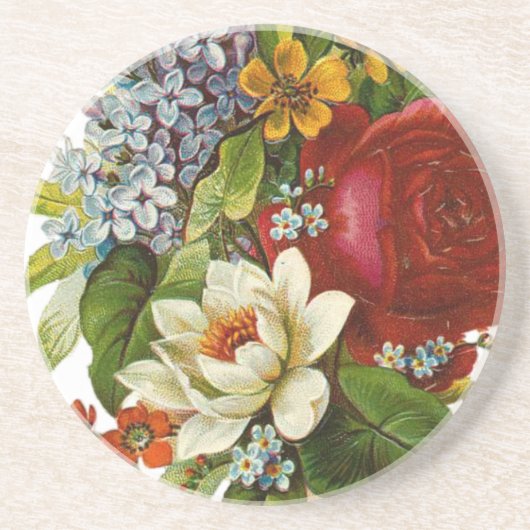 Dessous De Verre En Grès Beautiful Romantic Summer Bouquet with Red Rose (Devant)