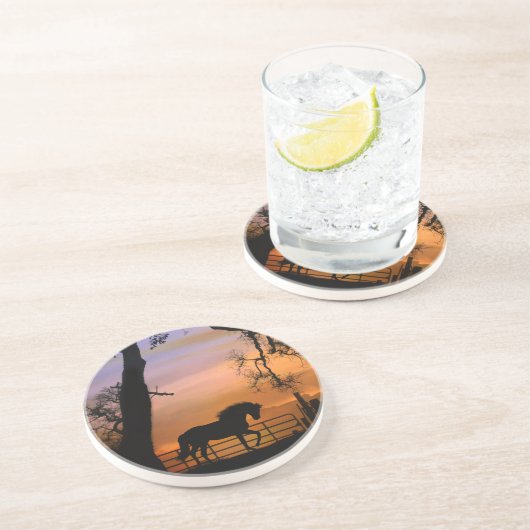 Dessous De Verre En Grès Beaux Dessous de verre de grès Cheval (Côté)