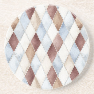 Dessous De Verre En Grès Beaux Diamants Bleus Crème Beige Marron
