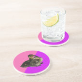 Dessous De Verre En Grès Bébé Canards sur framboise rose et sorbet pourpre (Côté)