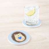 Dessous De Verre En Grès Bébé garçon hérisson à coeur bleu (Côté)