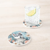 Dessous De Verre En Grès Bébés mignons animaux | Husky Puppy (Côté)