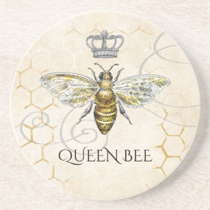 Dessous De Verre En Grès Bee de la Reine vintage Couronne