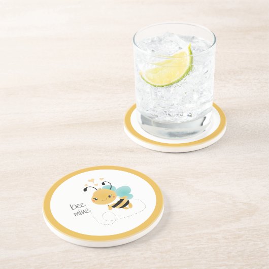 Dessous De Verre En Grès Bee Mine Bumblebee Jaune Noir (Côté)