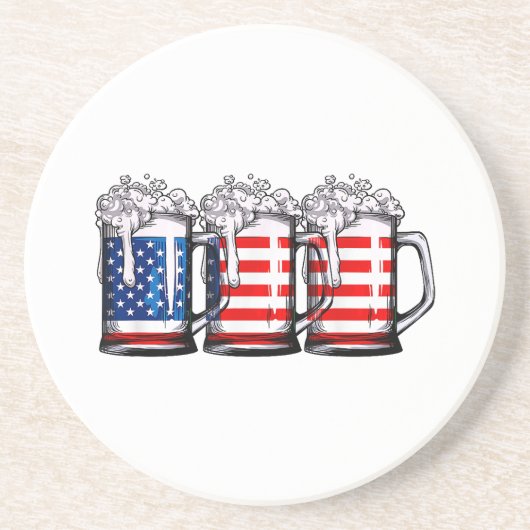 Dessous De Verre En Grès Beer American Flag 4 juillet Hommes Femmes Merica  (Devant)