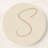 Dessous De Verre En Grès Beige Classic manuscrit Monogramme initial (Devant)