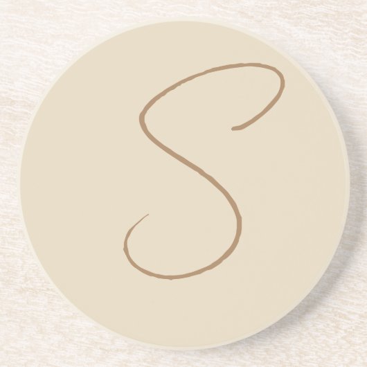 Dessous De Verre En Grès Beige Classic manuscrit Monogramme initial (Devant)