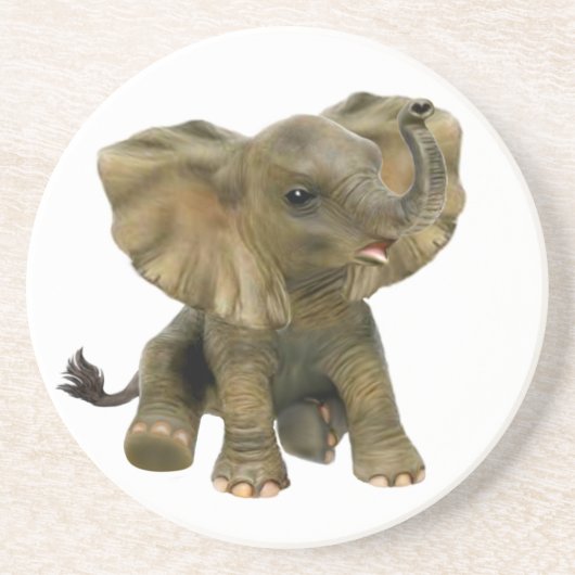 Dessous De Verre En Grès Bel éléphant africain de bébé (Devant)
