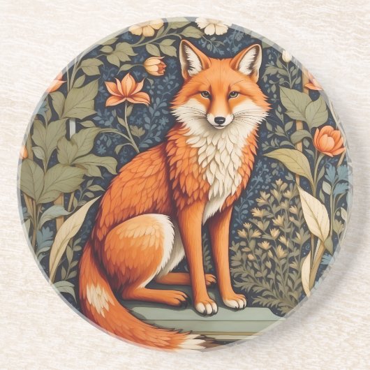 Dessous De Verre En Grès Belle assise Red Fox William Morris Inspiré (Devant)