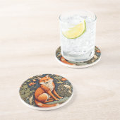 Dessous De Verre En Grès Belle assise Red Fox William Morris Inspiré (Côté)
