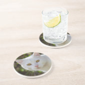 Dessous De Verre En Grès Belle Chat Blanc (Côté)