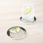 Dessous De Verre En Grès Belle Chouette verte sur Noir (Côté)