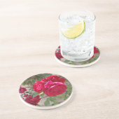 Dessous De Verre En Grès Belle Rose rouge (Côté)